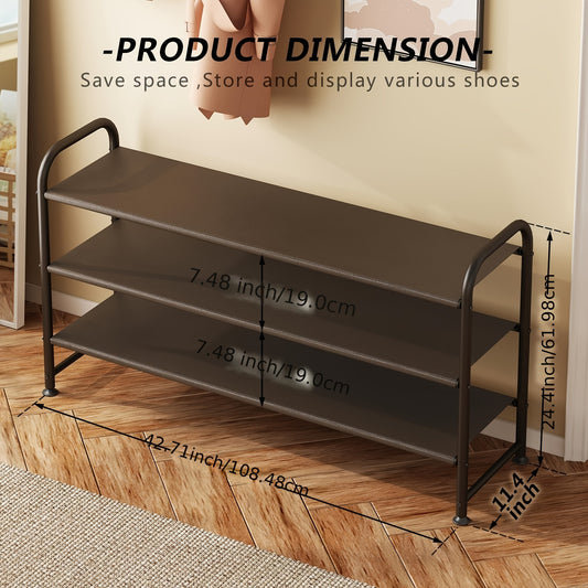 SORCEDAS shoe Rack 3 Tier Long Storage Organizer Wide Metal Shoe Shelf for Closet Entryway