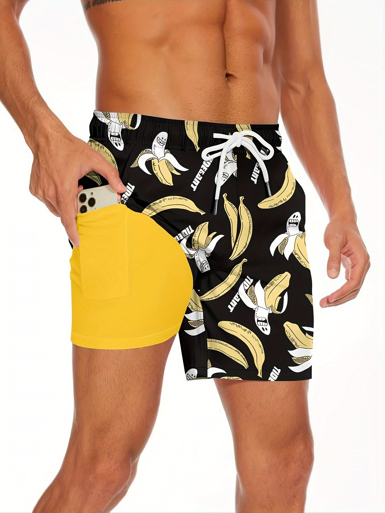 Shark Pattern Men's Board Shorts With Drawstring And Pockets, Casual And Chic Shorts For Summer Beach And Sports Wear