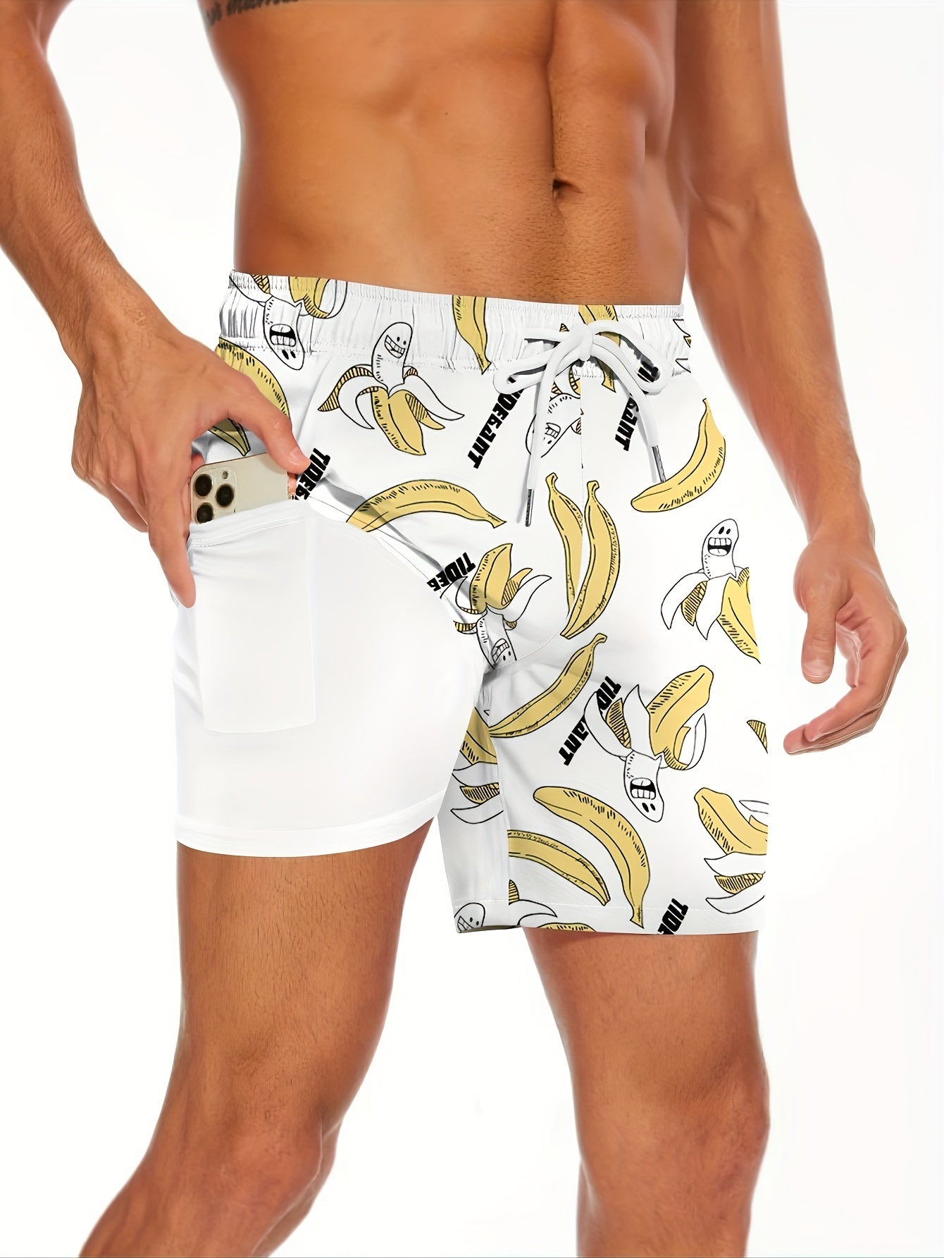 Shark Pattern Men's Board Shorts With Drawstring And Pockets, Casual And Chic Shorts For Summer Beach And Sports Wear